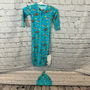 Free Birdees Fish Pattern Bamboo Gown and Hat